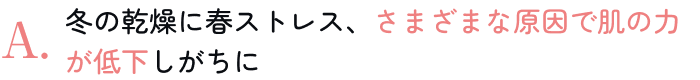 冬の乾燥に春ストレス、さまざまな原因で肌の力が低下しがちに
