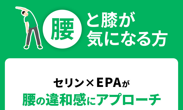 腰と膝が気になる方セリン×EPAが腰の違和感にアプローチ