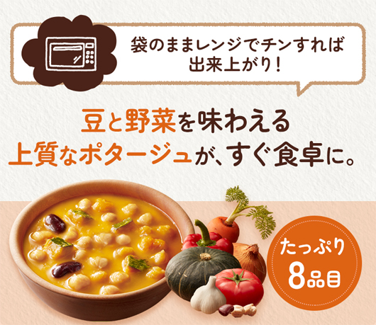 袋のままレンジでチンすれば出来上がり！