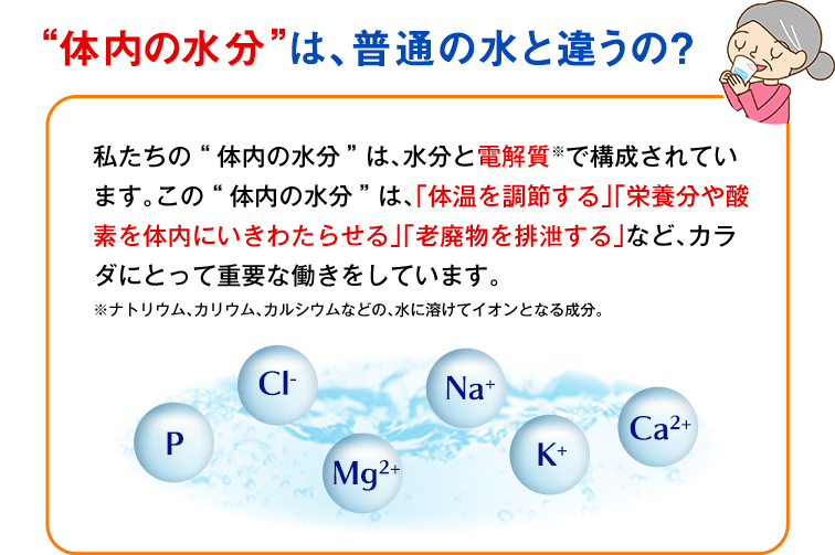 “体内の水分”は、普通の水と違うの？