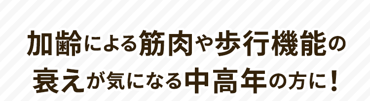 加齢による筋肉や歩行機能の衰えが気になる中高年の方に！