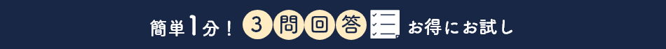 簡単1分！3問回答　お得にお試し