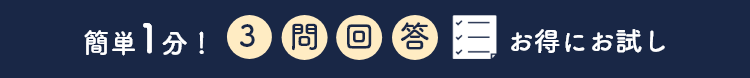 簡単1分！3問回答　お得にお試し