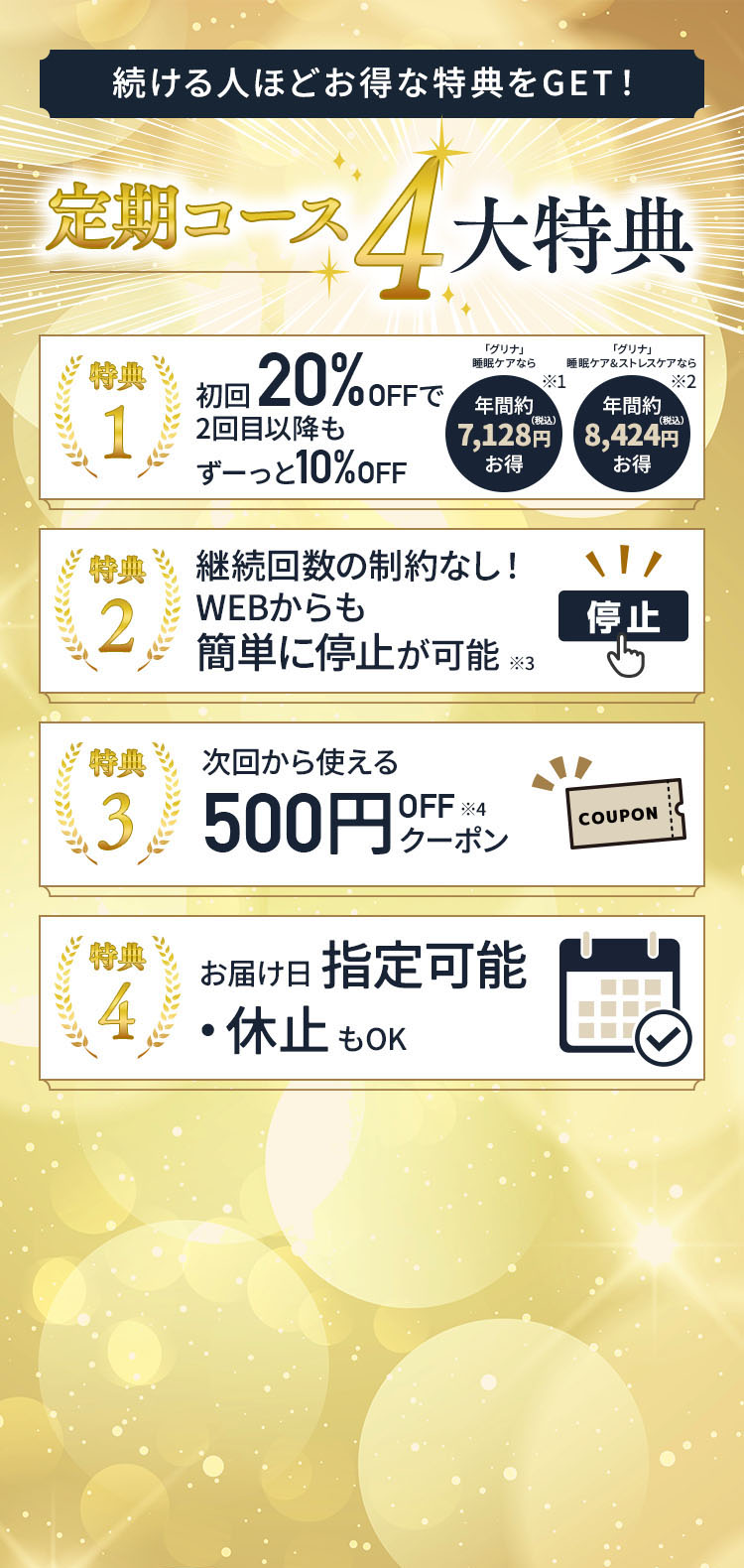 定期コース4大特典について