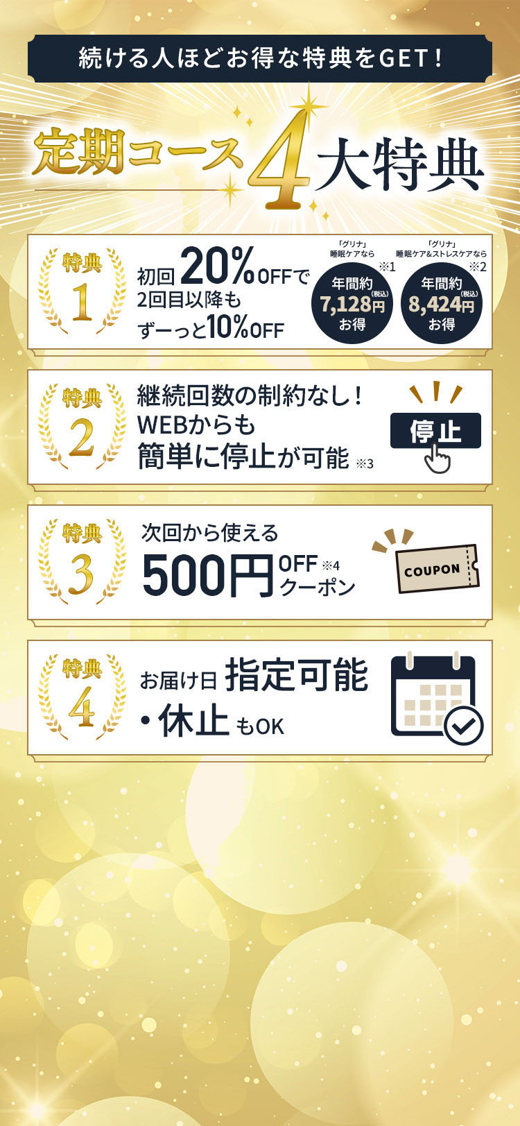 定期コース4大特典について