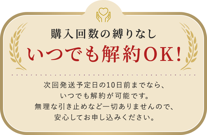 購入回数の縛りなしいつでも解約OK！