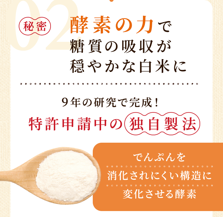 酵素の力で糖質の吸収が穏やかな白米に