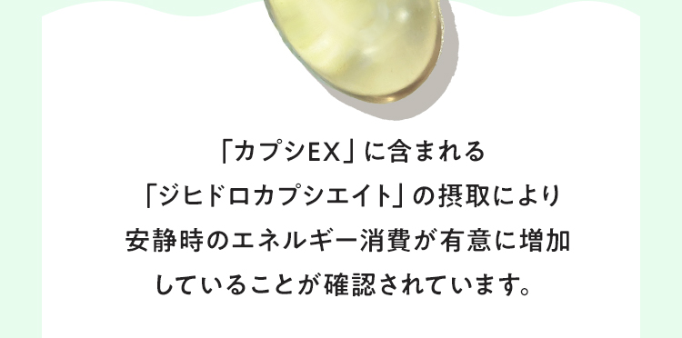 安静時のエネルギー消費が有意に増加していることが確認されています。