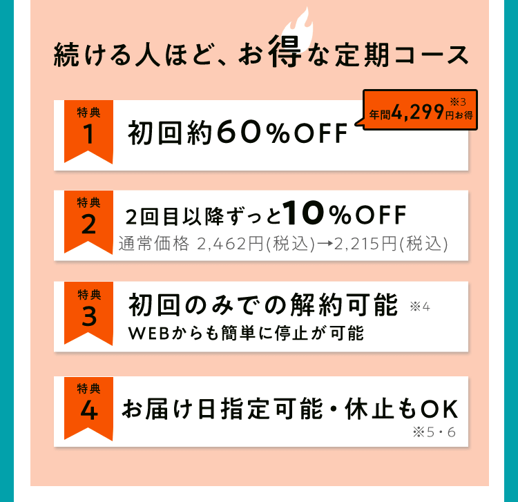 続けるほど、お得な定期コース