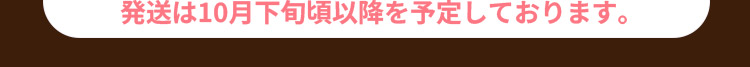 発送は10月下旬頃以降を予定しております。