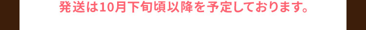 発送は10月下旬頃以降を予定しております。