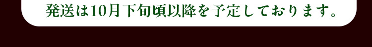 発送は10月下旬頃以降を予定しております。
