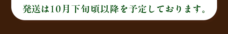 発送は10月下旬頃以降を予定しております。